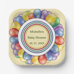 Personalized Multicolor Balloon Shapes Paper Plate