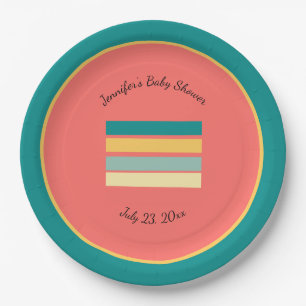 Personalized Multicolor Let's Get Beachy Paper Plate