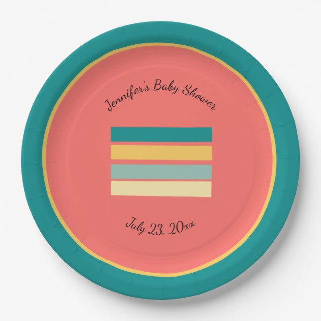Personalized Multicolor Let's Get Beachy Paper Plate (Front)