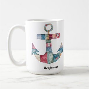 Personalized Multicolor Nautical Anchor Coffee Mug