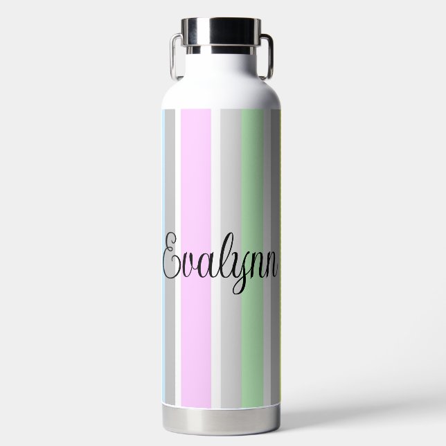Personalized Multicolor Stripes Water Bottle (Front)