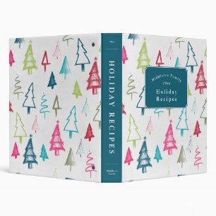Personalized Multicolord Festive Abstract Trees Binder