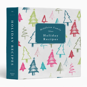 Personalized Multicolord Festive Abstract Trees Binder