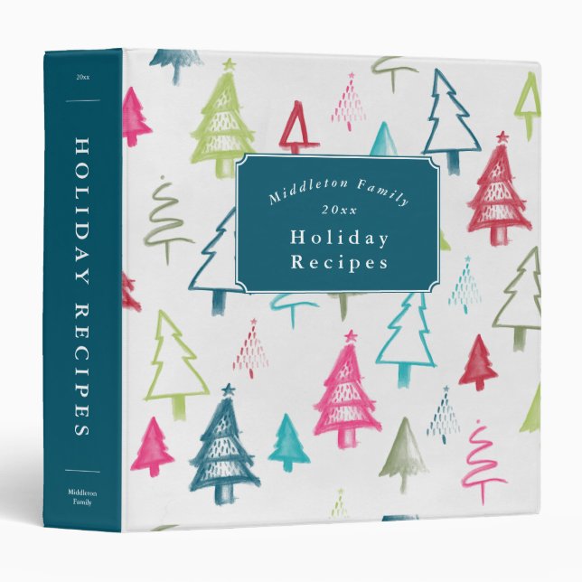 Personalized Multicolord Festive Abstract Trees  Binder (Front/Spine)