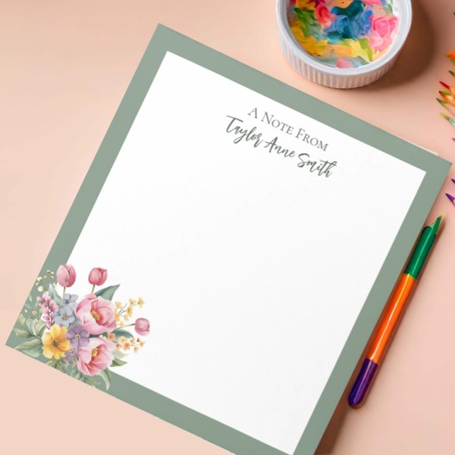 Personalized Multicolored Floral Bouquet Notepad (Creator Uploaded)