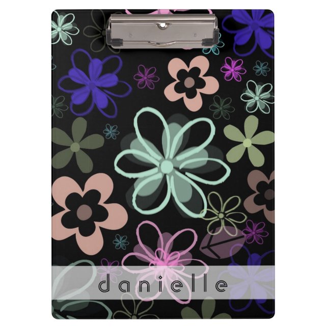 Personalized Multicolored Flower Clipboard (Front)