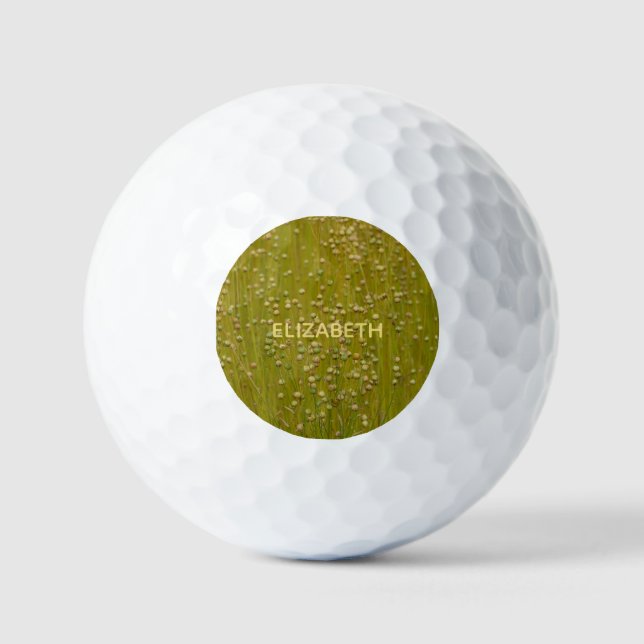 Personalized Multicolored Green Florals Golf Balls (Front)