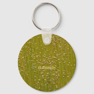 Personalized Multicolored Green Florals Keychain