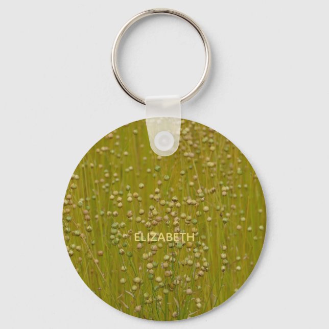 Personalized Multicolored Green Florals Keychain (Front)