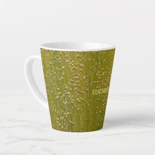 Personalized Multicolored Green Florals Latte Mug (Left Angle)