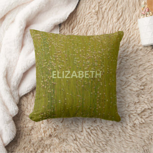 Personalized Multicolored Green Florals Throw Pillow