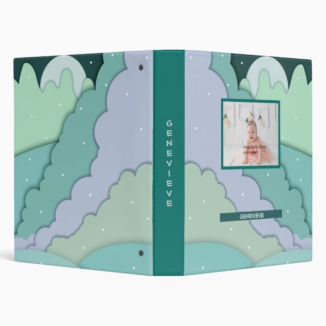 Personalized Multicolored Mountain Shapes w/ dots Binder (Background)