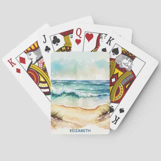 Personalized Multicolored Oceanside Playing Cards (Back)
