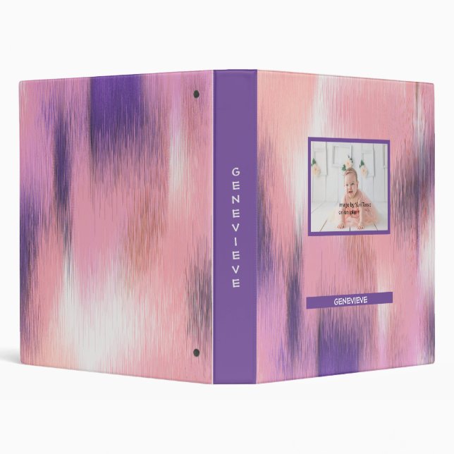 Personalized Multicolored Purple Waves Binder (Background)