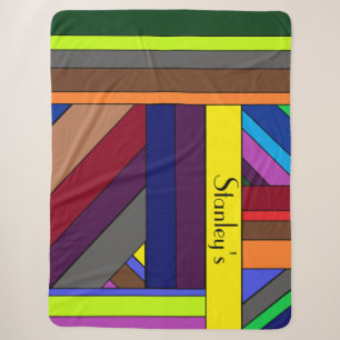 Personalized, Multicolored Striped Sherpa Blanket