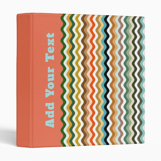 Personalized Multicolored Wavy Zigzag Pattern Binder (Front/Spine)