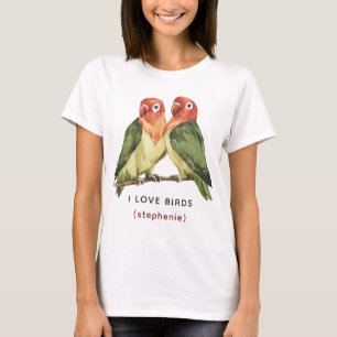 Personalized MulticolotrI LOVE BIRDS T-Shirt