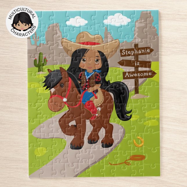 Personalized Multicultural Cowgirl Jigsaw Puzzle (Creator Uploaded)