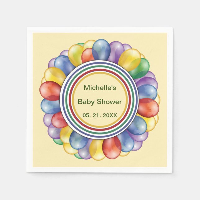 Personalized Multiple Balloon Colours Napkin (Front)