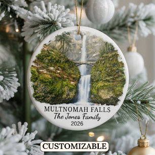 Personalized Multnomah Falls Ornament, Oregon Ceramic Ornament