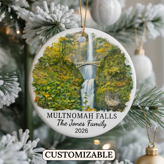 Personalized Multnomah Falls Ornament, Oregon Ceramic Ornament (Creator Uploaded)