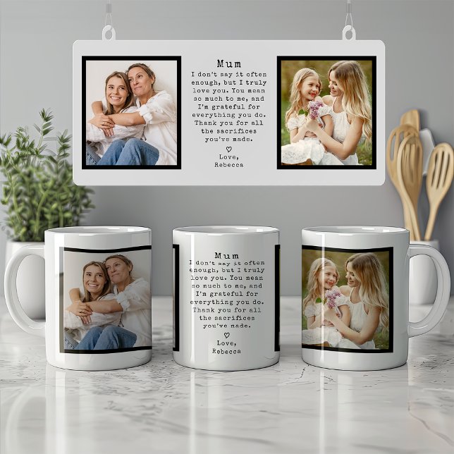 Personalized Mum Gift Vintage Minimal Christmas Coffee Mug (Creator Uploaded)