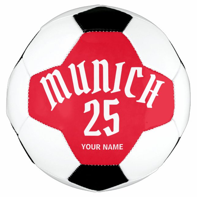 Personalized Munich Red Number And Name Soccer Ball (Front)
