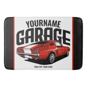 Personalized Muscle Car 1967 Red Fastback Garage  Bath Mat