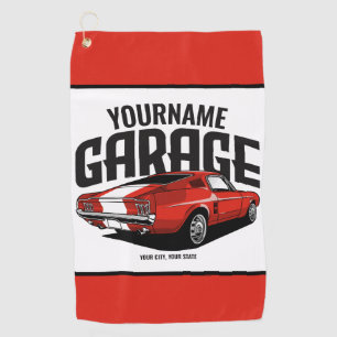 Personalized Muscle Car 1967 Red Fastback Garage Golf Towel