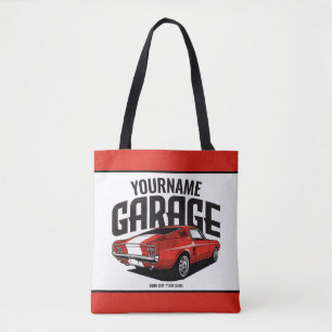 Personalized Muscle Car 1967 Red Fastback Garage Tote Bag