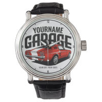 Personalized Muscle Car 1967 Red Fastback Garage