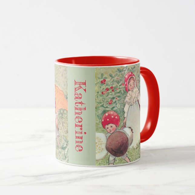 Personalized Mushroom Fairytale Elsa Beskow Mug (Front Right)