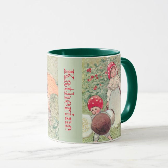 Personalized Mushroom Fairytale Elsa Beskow Mug (Front Right)