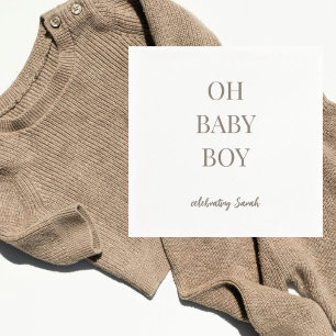 Personalized Mushroom Taupe Baby Boy Shower Napkin