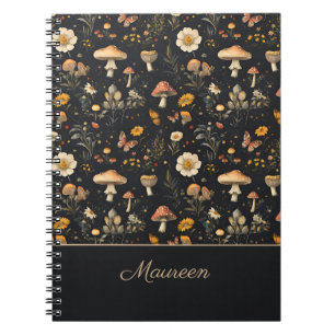 Personalized Mushrooms and Flowers Cottagecore Notebook