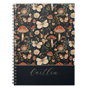 Personalized Mushrooms and Flowers Cottagecore Notebook