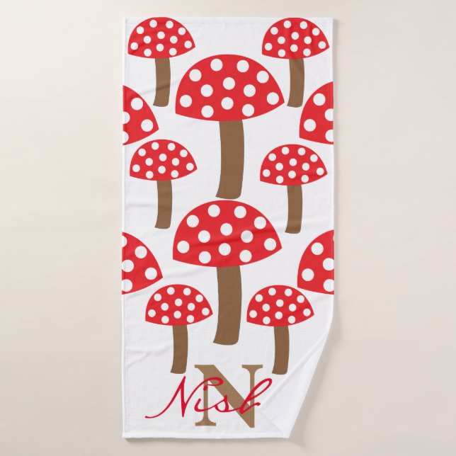 Personalized Mushrooms Toadstool Monogram  Bath Towel (Bath Towel)
