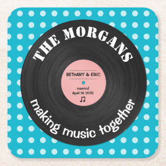 Personalized Music Album Retro Design Square Paper Coaster