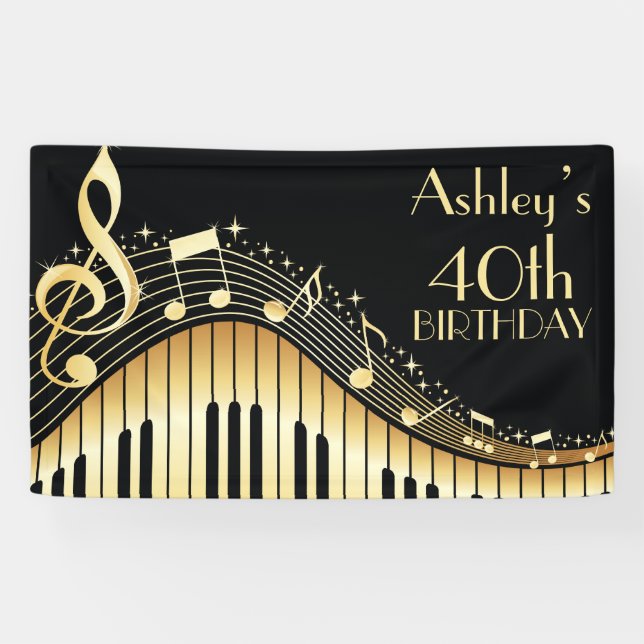 Personalized Music Birthday Banner (Horizontal)