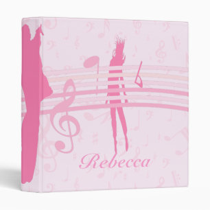 Personalized Music Dance and Drama Pink Binder