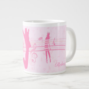 Personalized Music Dance and Drama Pink Large Coffee Mug