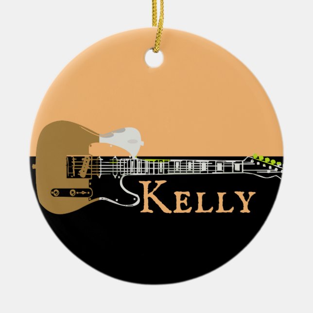 Personalized Music Electric Bass Guitar  Ceramic O Ceramic Ornament (Front)