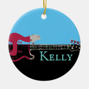 Personalized Music Electric Bass Guitar  Ceramic O Ceramic Ornament