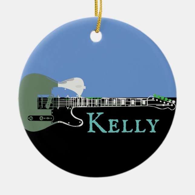 Personalized Music Electric Bass Guitar  Ceramic O Ceramic Ornament (Front)