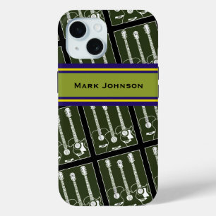 personalized music guitar pattern iPhone 15 case