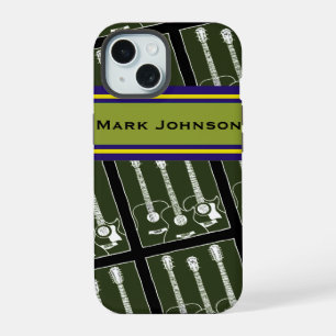 personalized music guitar pattern iPhone 15 case
