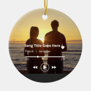 Personalized music modern couple photo gift ceramic ornament