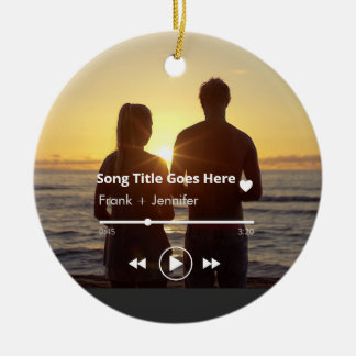 Personalized music modern couple photo gift ceramic ornament