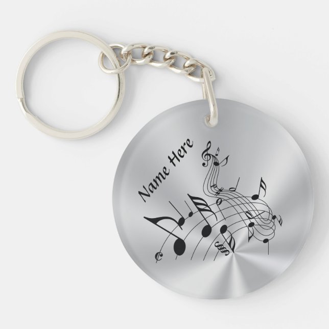 Personalized Music Note Gifts with Your NAME Keychain (Front)