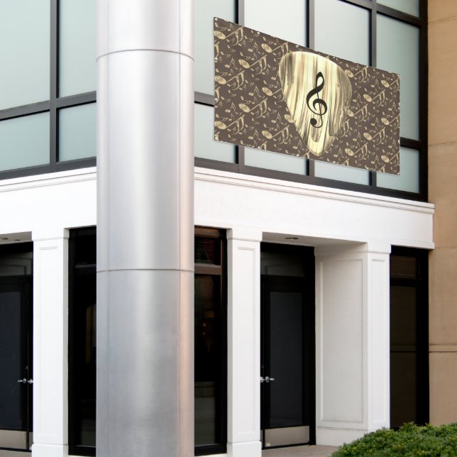 Personalized Music Note Guitar Pick  Banner (Outside Building)